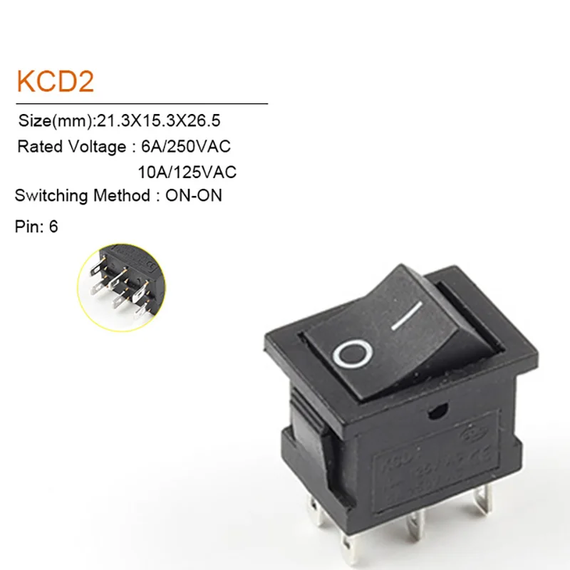 5/10Pcs Rocker Switch 2/3 Position 6PIN 6A/250V 10A/125V Electrical Equipment With Light Power Switch  Boat Power Rocker Switch