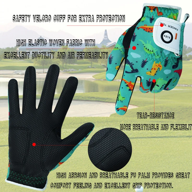 2 Pack/1Pair Comfortable Flexible Golf Gloves Junior Kids Youth Toddler Boys Girls Dura Feel Left Right Hand Drop Shipping