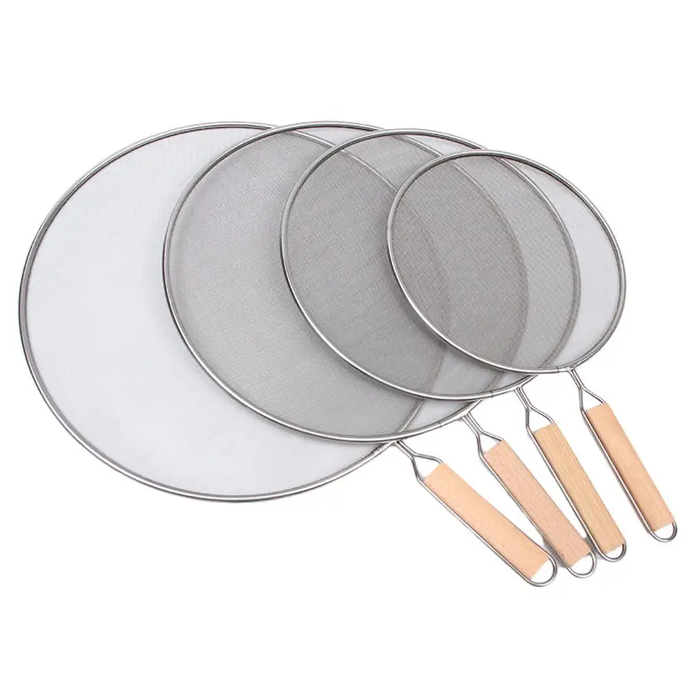 21cm/25cm/29cm/33cm Oil Splatter Screen Stainless Steel Splatter Screen Mesh Pot Cover Oil Frying Pan Lid With Handle Cook Tools