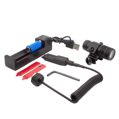 USB 충전기가 포함된 소형 사냥용 손전등 11mm 및 21mm 조정 마운트가 포함된 미니 손전등