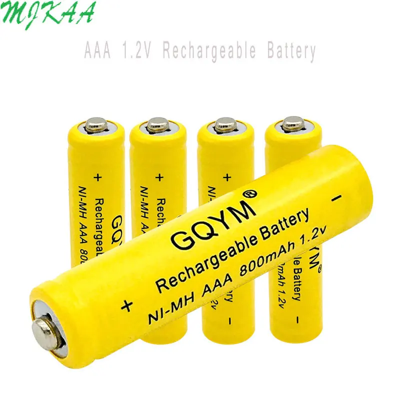 New MJKAA 3A 1.2V Ni-MH 800mAh Yellow AAA Rechargeable Battery for Remote Controls, Radios Torches Clocks Toys