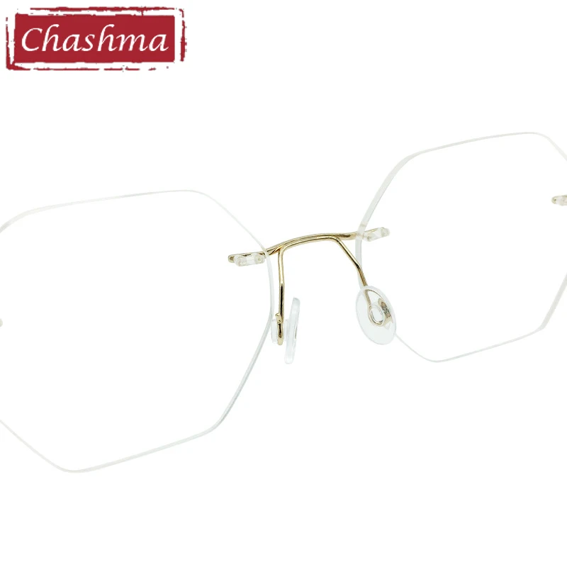 Chashma Rimless Pure Titanium Frame Octagon Eyewear Men Prescription Optical Glasses Female Progressive Anti Blue Ray Lenses