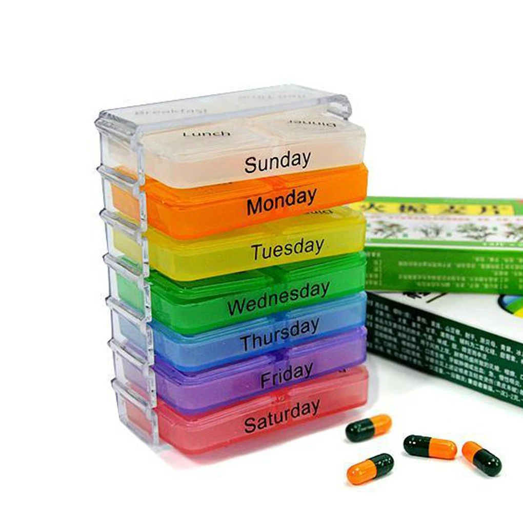 28 Girds Pill Case Medicine Pill Organiser Storage Boxs 7 Days Weekly Sorter Box Container Portable Medicine Pill's Box