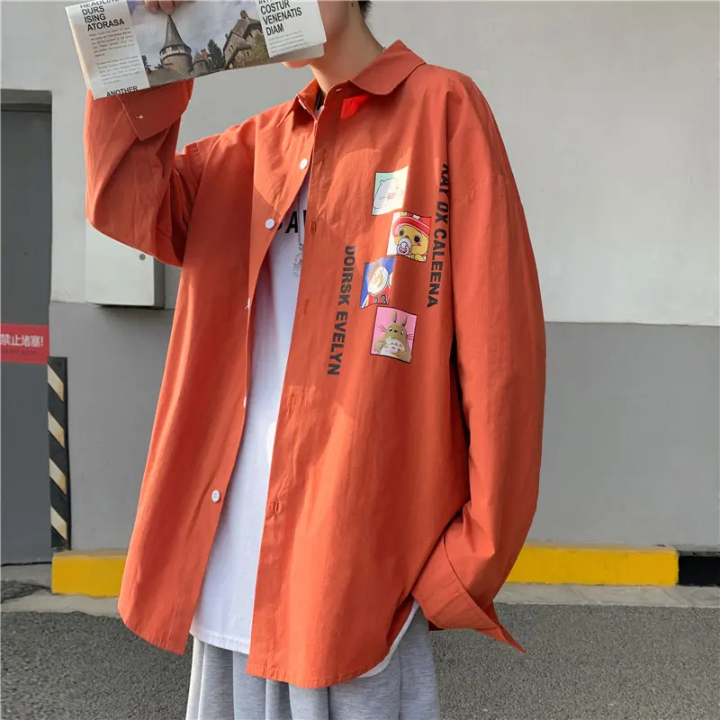 Men\'s Oversized Shirts Mens Fashion Cotton Anime Blouse 5xl Oversize Long Sleeves Dress Shirt for Men Man Clothing Casual