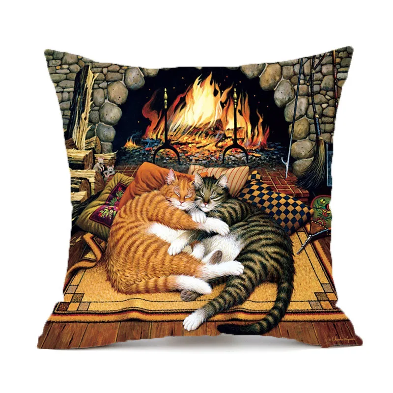 Cute Cat Printing Decorative Pillowcase Creative Cat Throw Pillow Case Pillow Cover Pillowcases 45*45CM kussensloop almohada