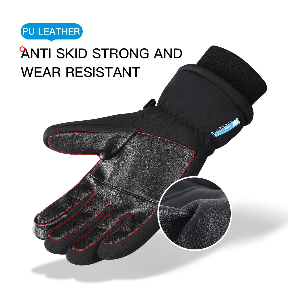 Winter Warm Mountain Snowboard Gloves Men Women Cold Snow Skiing Mittens Waterproof Snowmobile Handschoemen Black M L XL