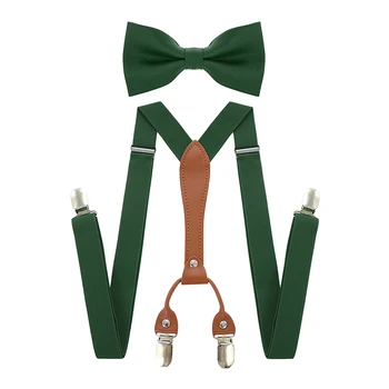 男性用調節可能な伸縮性のあるy字型サスペンダー,蝶ネクタイセット,黒の伸縮性クリップ付きブレースベルト,革のウェディングスーツ,ビジネススーツ