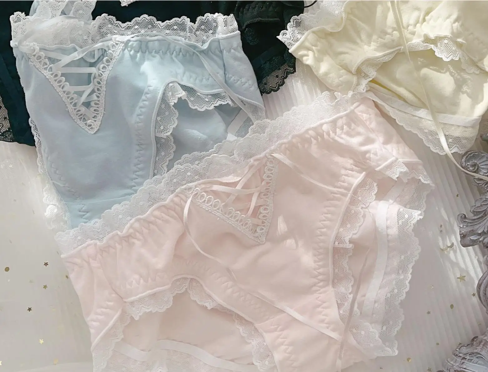 2022 New Arrival 2nd Shipping Free M L XL Cute Lolita Kawaii Cotton Lace Ruffles Straps Panties Underwear Brief Thong Knickers