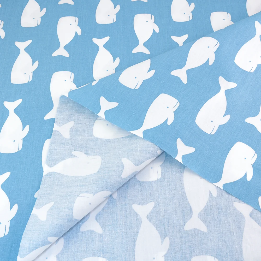 جديد وصول 100% الأبيض القطن نسيج الدهون الربع الأزرق الحيتان المادة ورقة السرير النسيج خليط تصميم المنزل الحرف #4