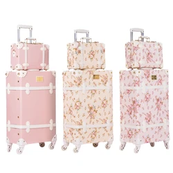 Valise à roulettes élégante avec sac à main pour femme, valise de voyage, fleurs parfaites, populaire et à la mode, marque, 20 po, 22 po, 24/26 po