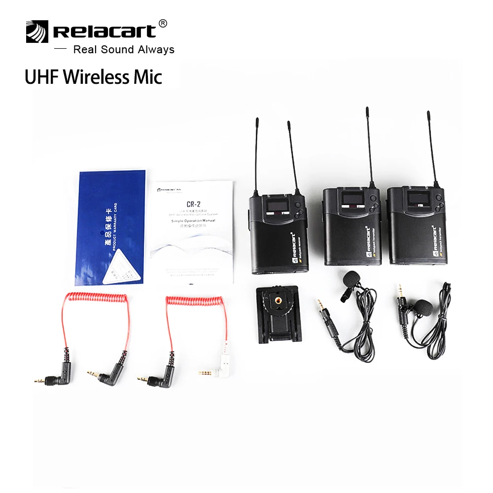 

Relacart CR1 CR2 Mic UHF Dual Channel Video Wireless Transmitter System Microphone for Video interview Recording VS BOYA WM8