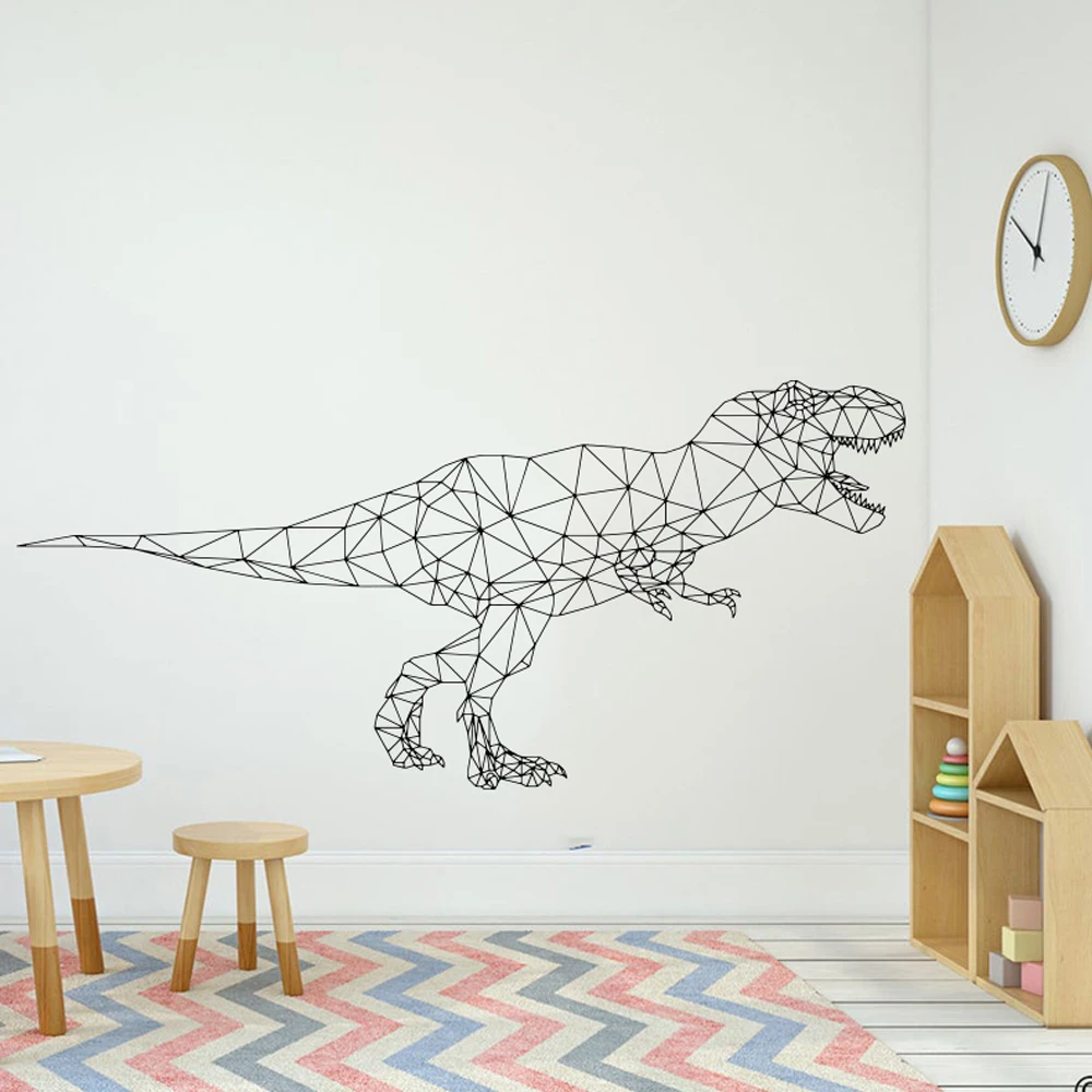 Large Abstract Geometric T-Rex Dinosaur Wall Sticker Boy Room Kids Room Geometric Dinosaur Jurassic Park Animal Wall Decal Art