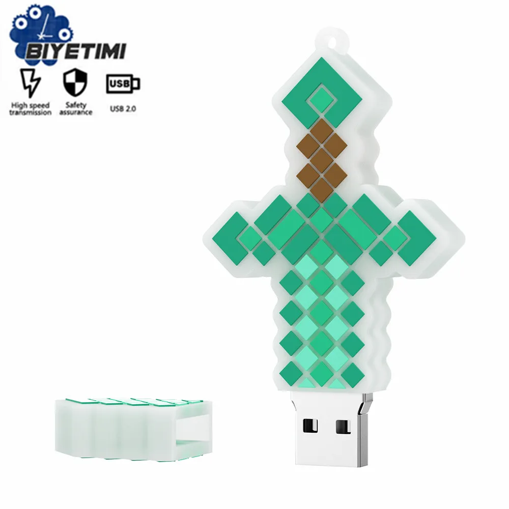 Biyetimi- usb flash drive 128gb usb 2,0 64gb Cartoon silicone sword pendrive 32gb de regalo creativo 4gb pen drive 8gb 16gb