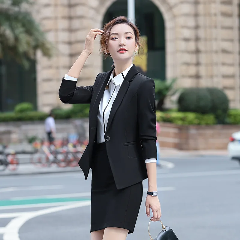 IZICFLY New Style Autumn Spring Office Ladies Blazer Set Uniform Business Womens Suits 2 Pieces Pants Elegant Work Wear