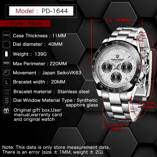 Imagen 2 del producto PAGANI DESIGN 2025 nuevo PD-1644 esfera de meteorito relojes de pulsera de cuarzo para hombre 100M cronógrafo de cristal de zafiro reloj masculino