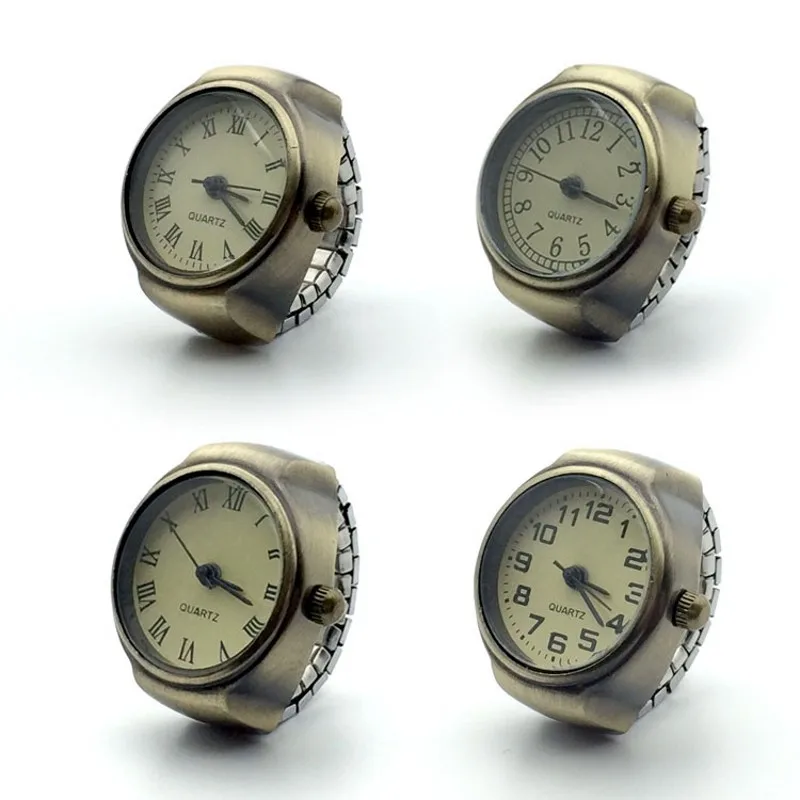 Couple Vintage Ring Watch Stretch Quartz Bronze Finger Roman Numeric Watches Jewelry Unisex Clock Gifts for Lover Wholesale