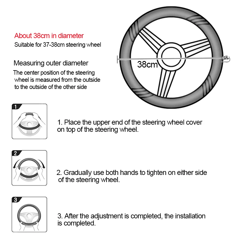 Car-styling Steering Wheel Cover PU Leather 37-38CM Cars Wheel Covers Anti Slip Breathable Universal Auto Accessories