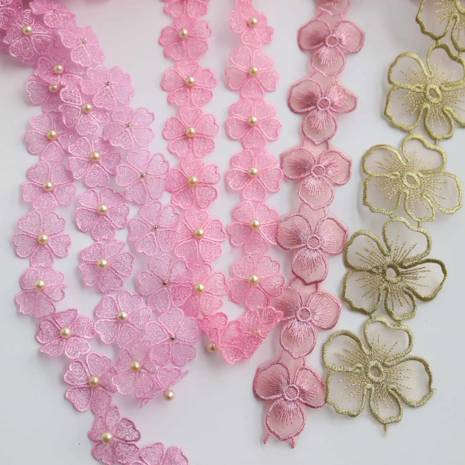 5yards embroidery flower lace trims for Clothes Soft flower lace trimmings and ribbons DIY craft sewing accessories