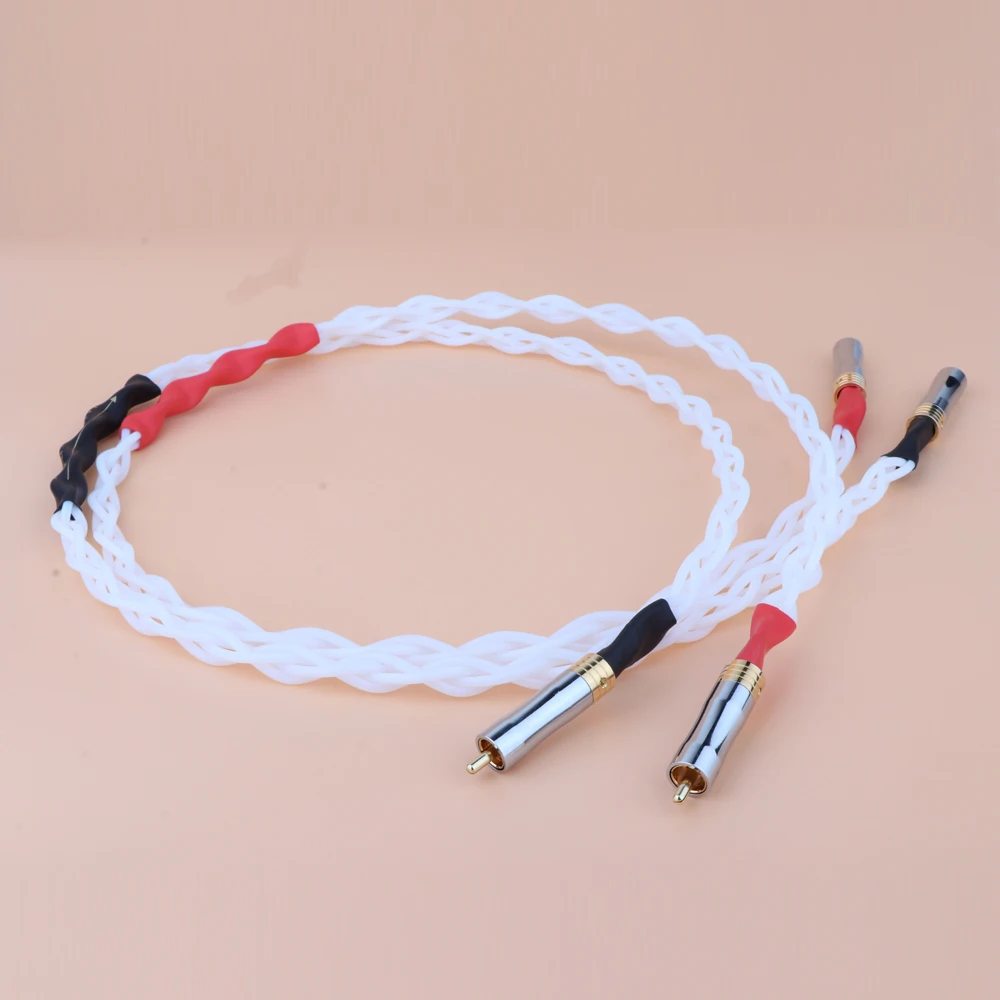 

Пара 99.998% чистых серебряных соединительных аудиокабелей, твист RCA HIFI чистый серебряный RCA кабель, аудиокабель, Hi-end RCA кабель