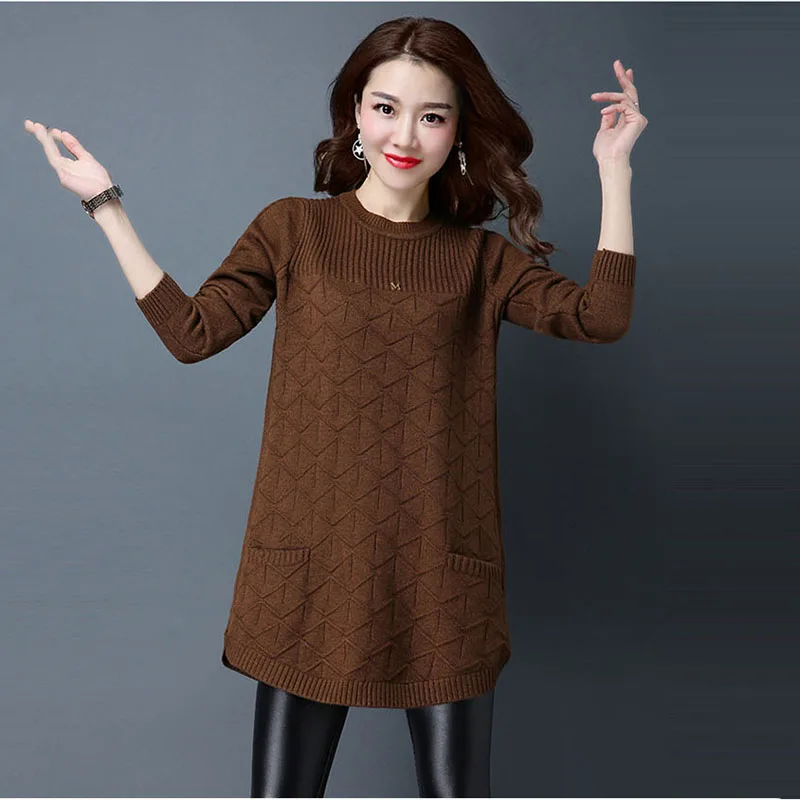 2025 New Korean Women\'s Autumn Long Long-sleeved Sweater Tops Female winter Loose Bottoming Shirt O-neck Pullover Sweaters Lady