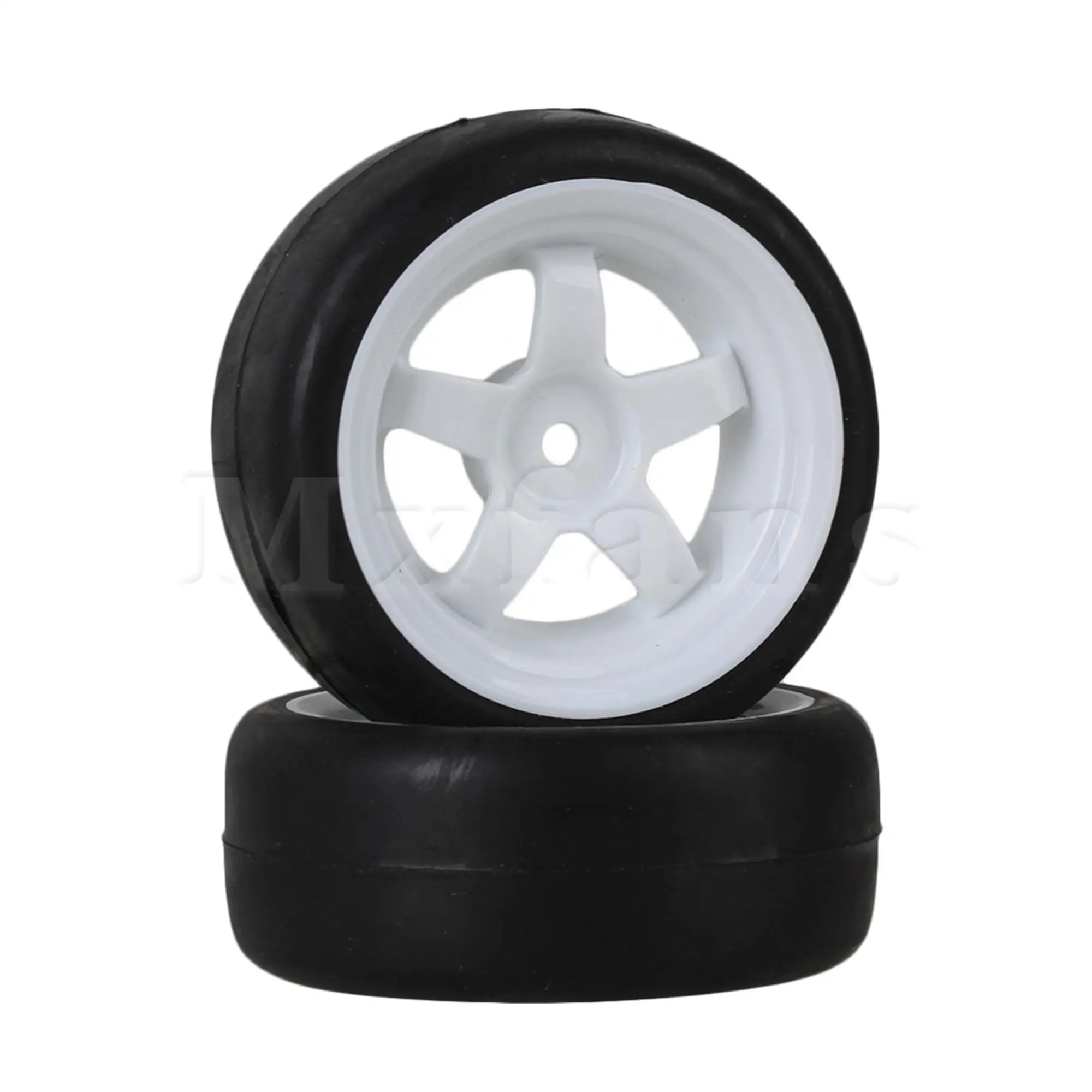 4x 5 Spoke White Wheel Rim&Shaved Head Tyre Replacement for RC1:10 On-Road Car