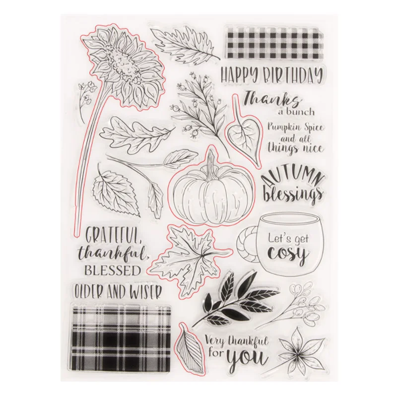 Sunflower Pumpkin Transparent Silicone Stamp DIY Scrapbooking Rubber Coloring Embossed Diary Decor Template Reusable 15.5*21.5cm