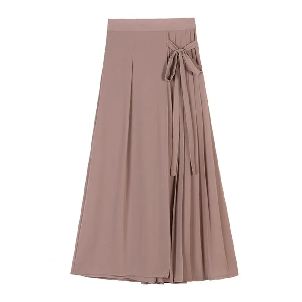 Casual Women Pants Solid Color Wide Leg High Waist Pleated Loose Slacks Trousers for Work