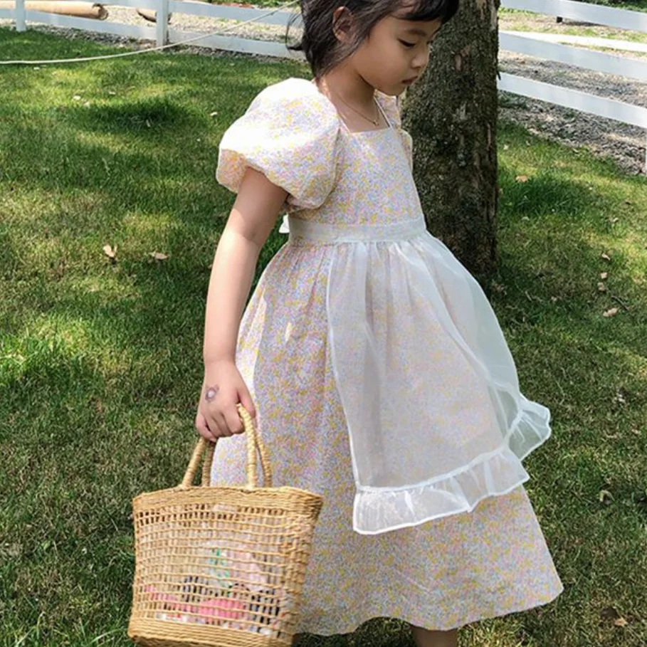 

2020 Summer Baby Girls Floral Puff Sleeve Dress Kids Princess Printed Casual printed Dress a-line