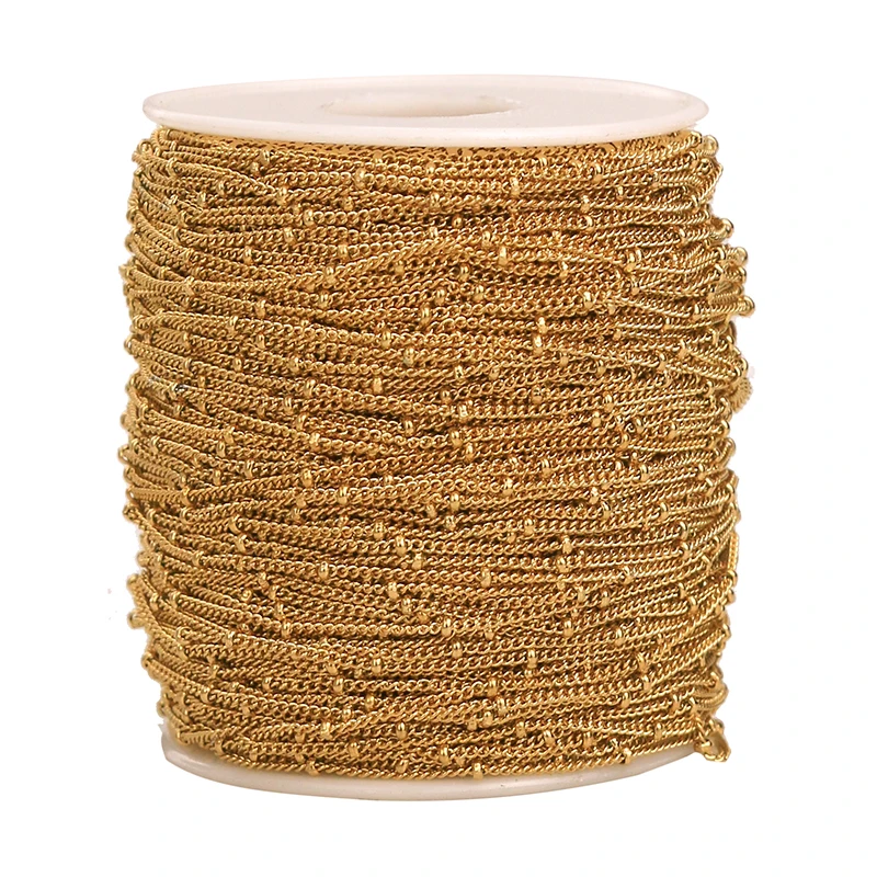 2 Meter Edelstahl Goldrohr Perlen Kabel Link Clip Perlen Kette für DIY Fußkettchen Halsketten Armband Schmuckherstellung Zubehör
