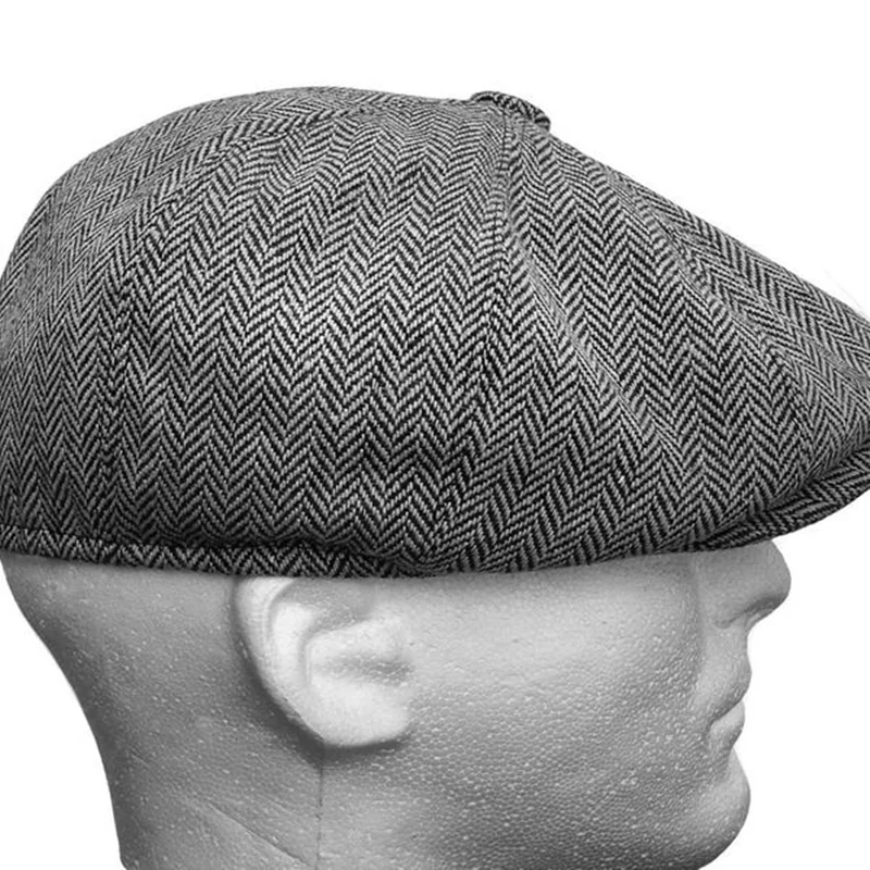 Newsboy Cap Wool Tweed Octagonal Cap For Men Grey Brown Gatsby Hat Berets Hat Cabbies Hat Headpiece Beret Hats