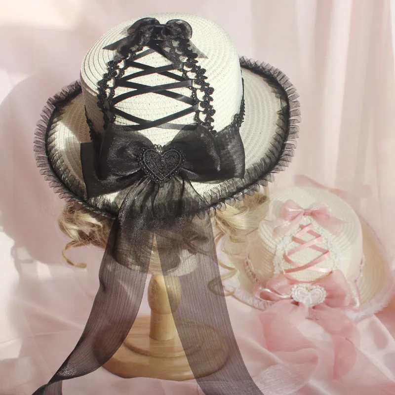 

Original Hand-Made Lolita Straw Hat Lolita Soft Sister Light Yarn Hat