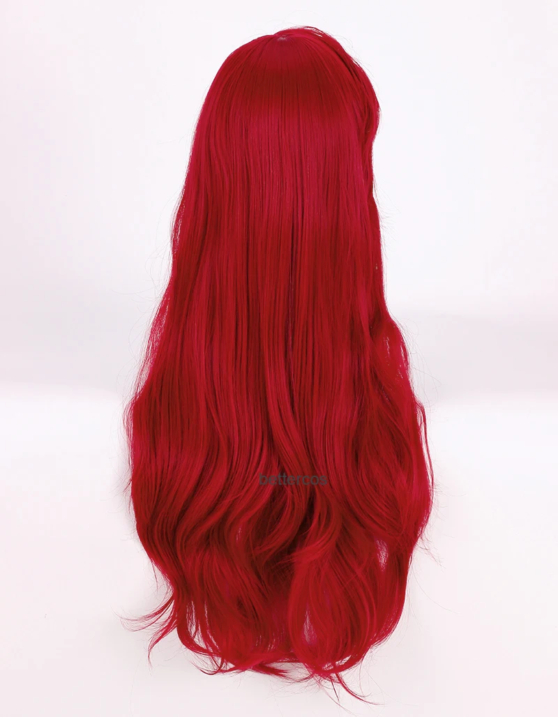 Perruque de Cosplay de la Petite Sirène Princesse Ariel, Cheveux Synthétiques Ondulés Longs + Bonnet