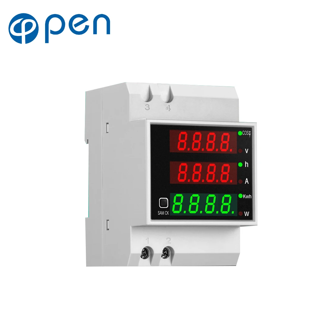 AC 80-300V 0-100A DIN-rail Multi-function LED Digital Meter Active Power Factor Electric Energy Ammeter Voltmeter