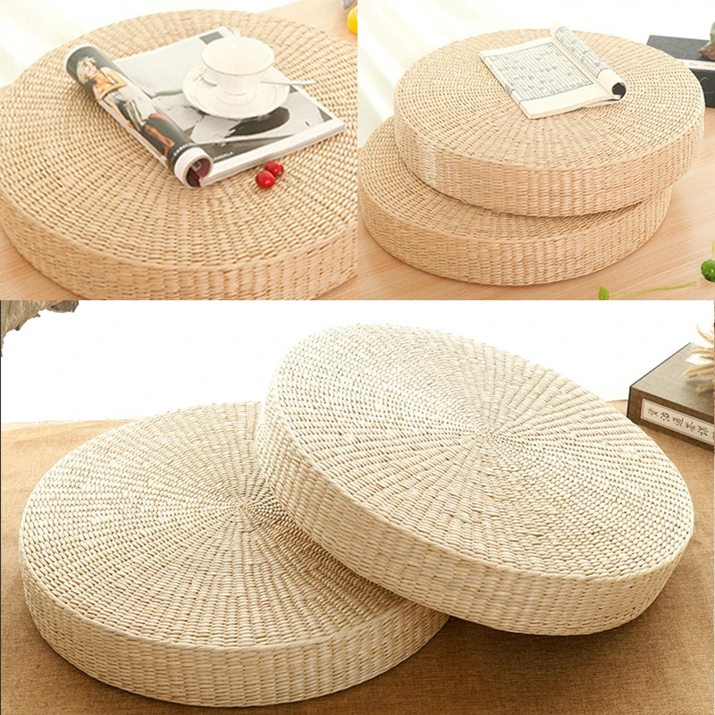 Vendita calda 30cm 40cm cuscino Tatami cuscini da meditazione tessuto di paglia rotondo cuscino fatto a mano pavimento sedia da Yoga tappetino per sedile decorazioni per la casa