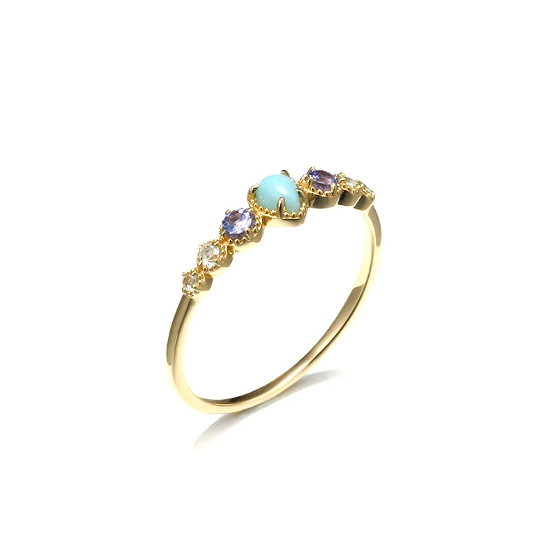 

Lii Ji Real Larimar Tanzanite Finger Rings 925 Sterling Silver Gemstone Rings for Wedding Engagement for Women Gift