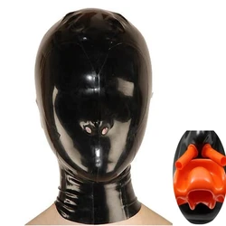 Cagoule Sexy en Latex avec Dents Rouges, Gag et Tubes Nasaux, Fermeture Éclair Arrière, Masque Fétiche, Lingerie Complète, Sur Mesure