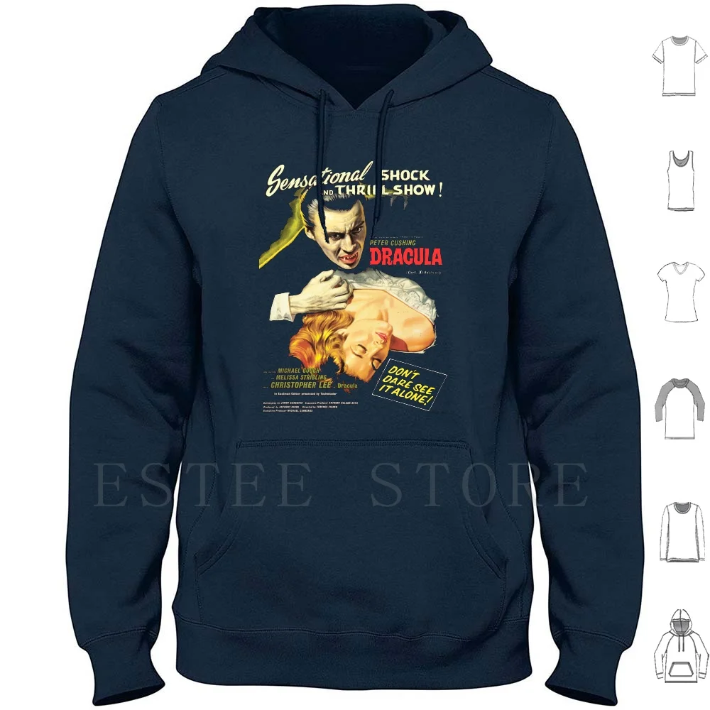 Dracula-Original Hammer Poster Artwork Hoodies Long Sleeve Dracula Frankenstein The Mummy Bride Hammer Universal