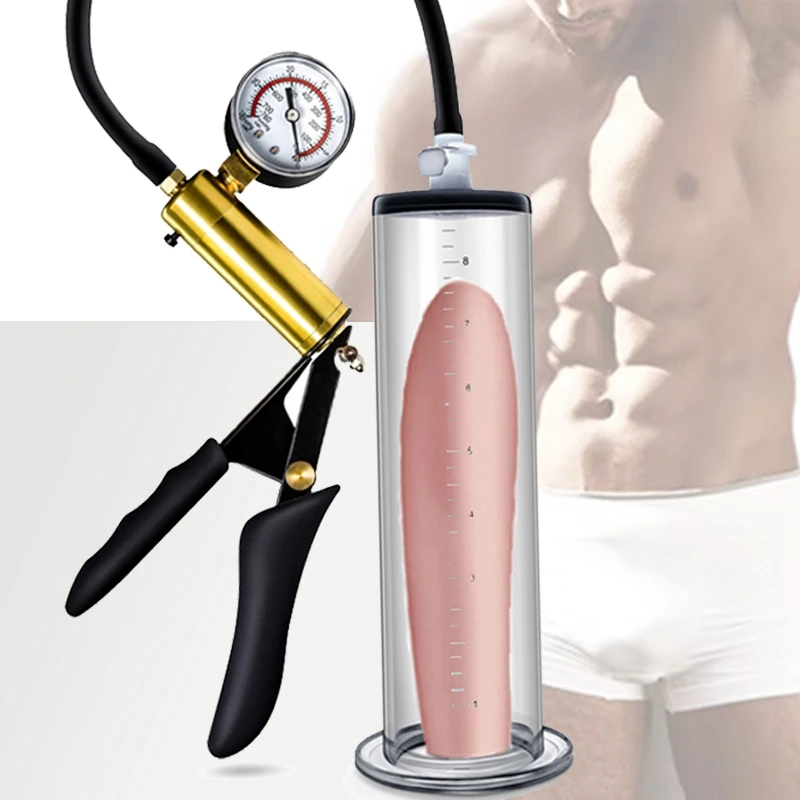 penis-extender-vacuum-pump-enlargement-exerciser-handle-trainer-erection-male-masturbator-with-pressure-gauge-sex-toys-for-man