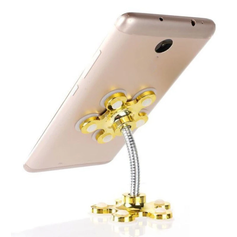 Car Double Suction Cup Mobile Phone Holder Petal Shaped Sucker Universal Vehicle Bracket Automobile Cellphone Stand