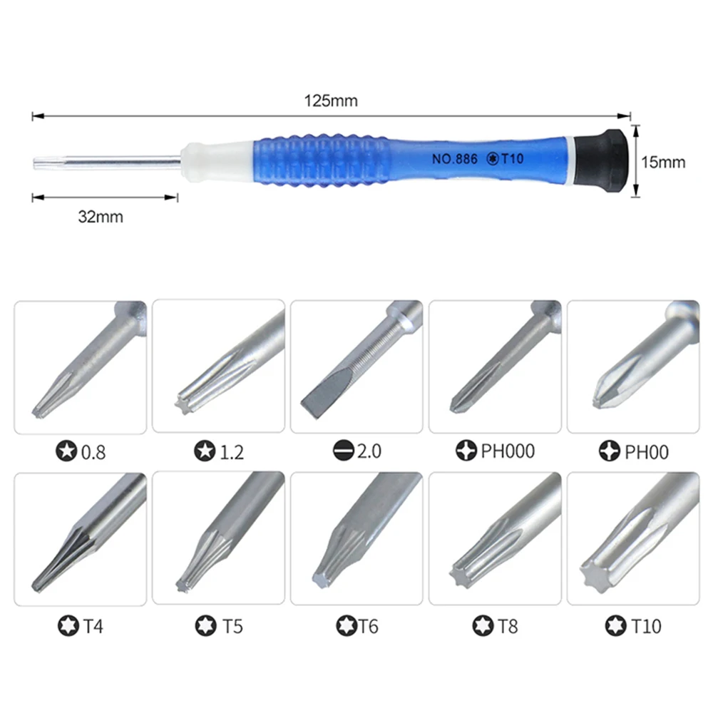 1Piece Screwdriver P2 P5 0.8 1.2 Pentalobe 1.5 2.0 Phillips 2.0 Flatted T4 T5 T6 T8 T10 for Macbook Air / Pro Phone Repair Tools