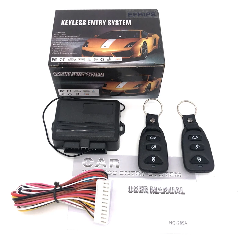 

EFHIPS Car central locking auto Keyless Entry System Button Start Stop Keychain Central Kit Universal Car alarm12V