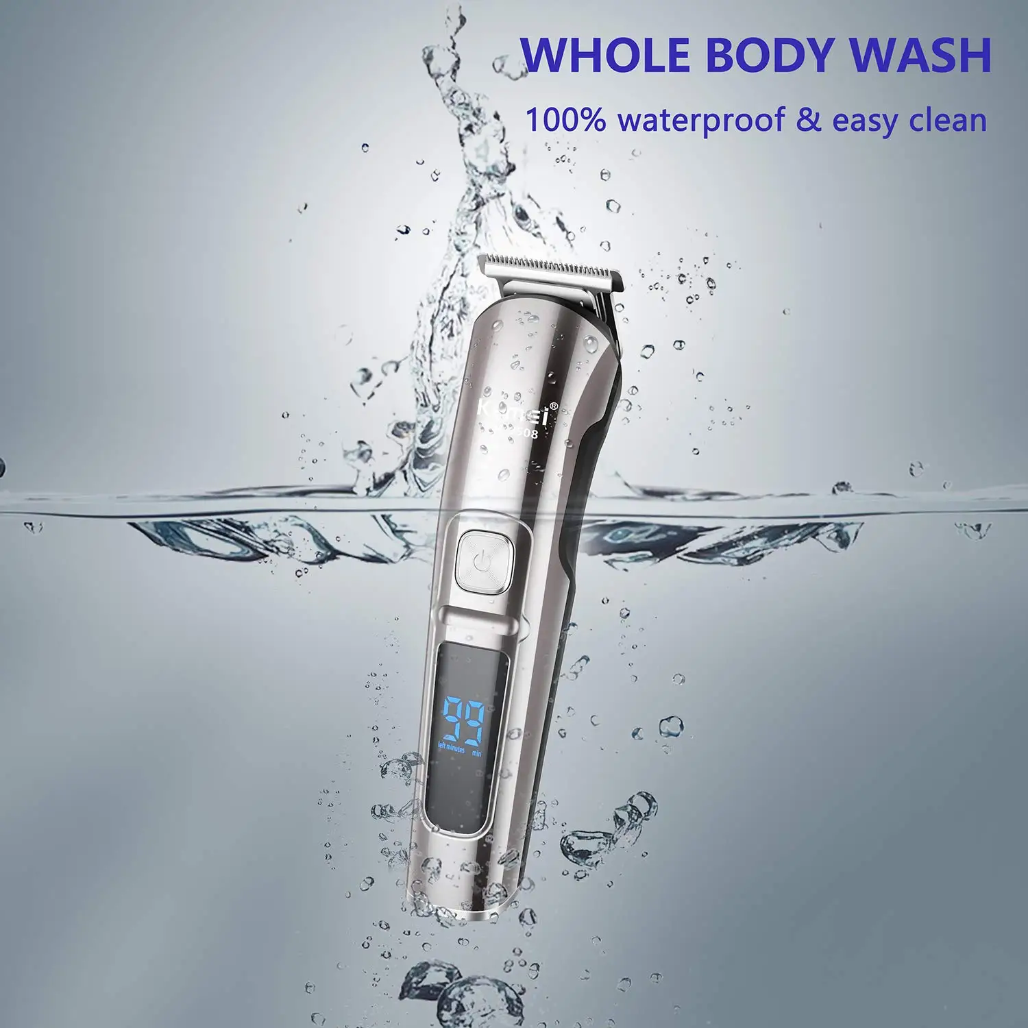 Kemei-男性用6-in-1プロ用バリカン,防水,あごひげクリッパー,8508