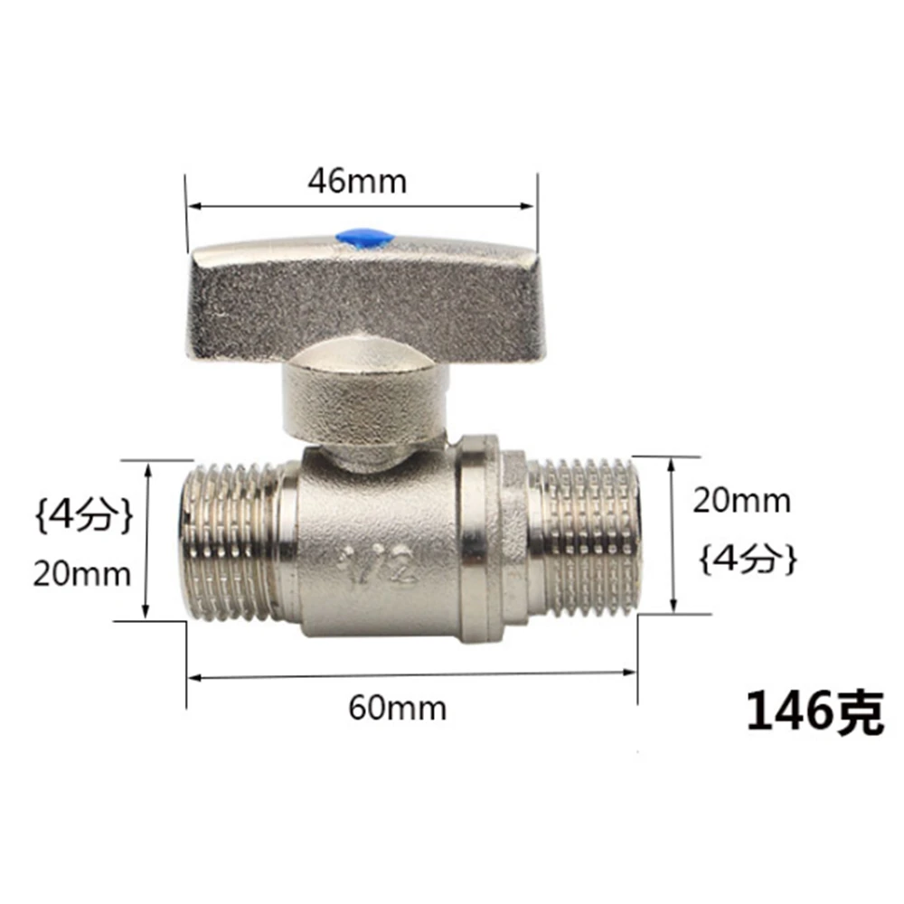 Cobre completo engrossado fio interno e externo conexão ao vivo duplo fio exterior curto lidar com válvula de esfera grande fluxo válvula de água