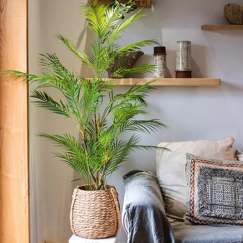 125 cm große künstliche Palme, tropische Pflanzen, Zweig, Kunststoff, künstliche Blätter, grüne Monstera, für Haus, Garten, Raumdekoration – Detail 7