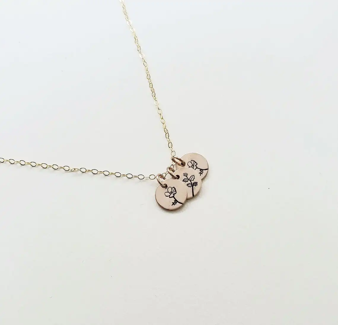 Personalized Necklace, Birth Month Flower Necklace Gift for Mom, New Mom Gift for Her, Flower Jewelry, Tiny Disc