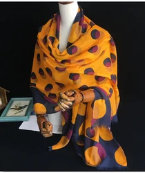 Hot Fashion Orange Ploka Dot Fringe Viscose Scarves Shawl Women Cotton Autumn Winter Scarf  Pashmina Stole Bufandas Muslim Hijab