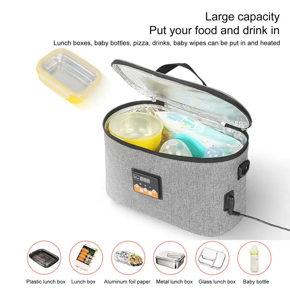 Vehicle-mounted Food And Milk Bottle Heating And Insulation Bag Outdoor Travel Car Bottle Warmer LCD Display Lunch Bag For Car