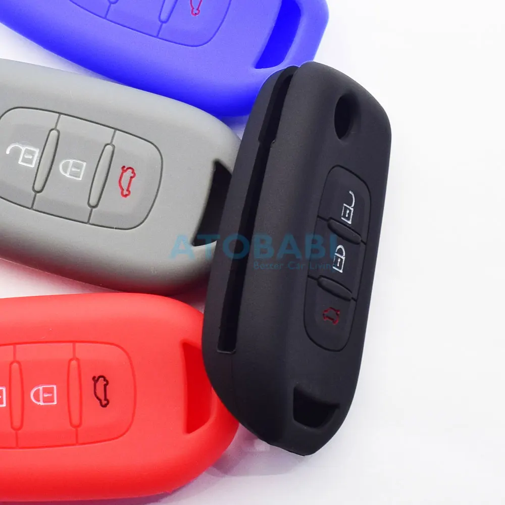 Silicone Car Key Cases Skin For Renault Dacia Duster Sandero Symbol Twingo 3 Buttons Folding Remote Control Fobs Protector Cover