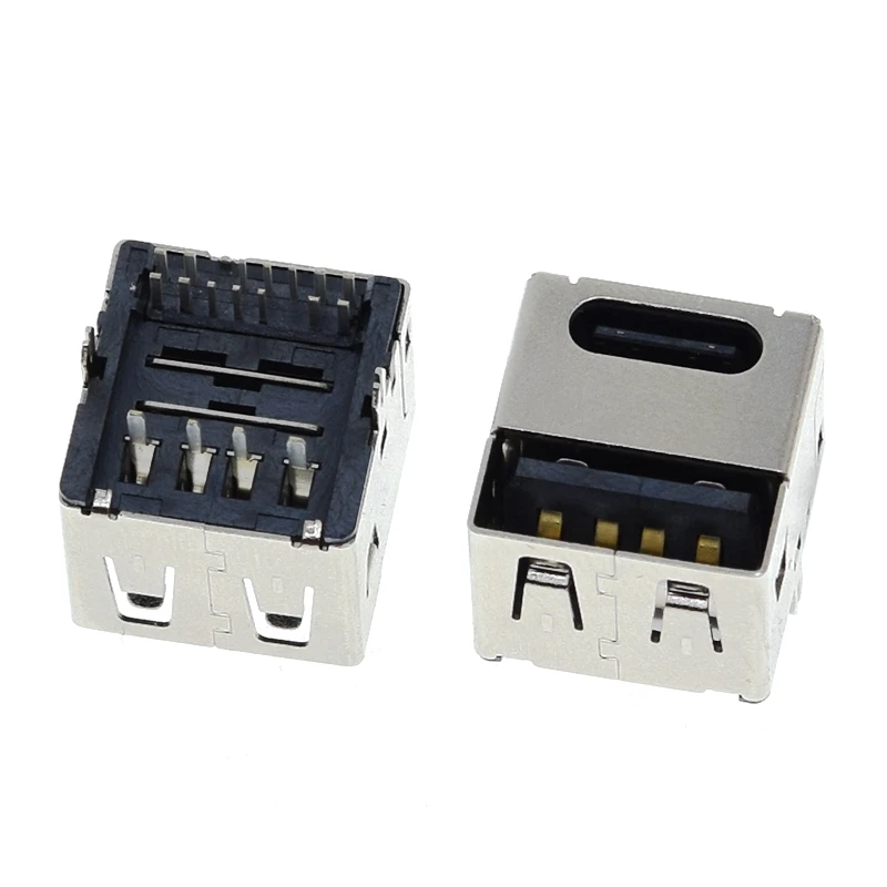 TZT 5/10 Stück 90-Grad-USB-Anschlussmodul Typ-C Dual-USB-Buchse 4 Gerade Füße Buchse PD-Schnellladegerät für Auto – Detail 6
