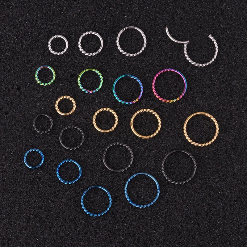 1PC 6mm to 12mm Stainless Steel Hoop Earring Hinged Segment Clicker Ring Nose Septum Piercing Helix Cartilage Daith Twist Hoop